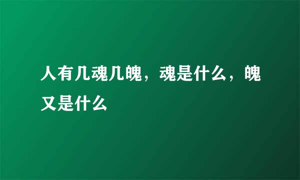 人有几魂几魄，魂是什么，魄又是什么