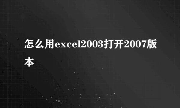 怎么用excel2003打开2007版本