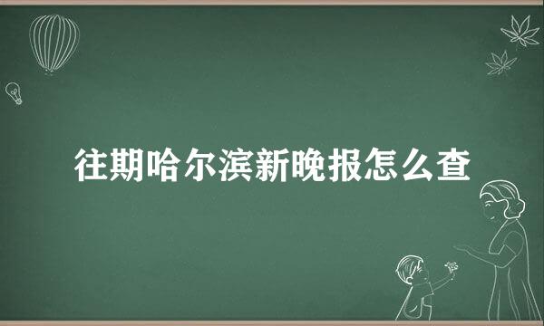 往期哈尔滨新晚报怎么查