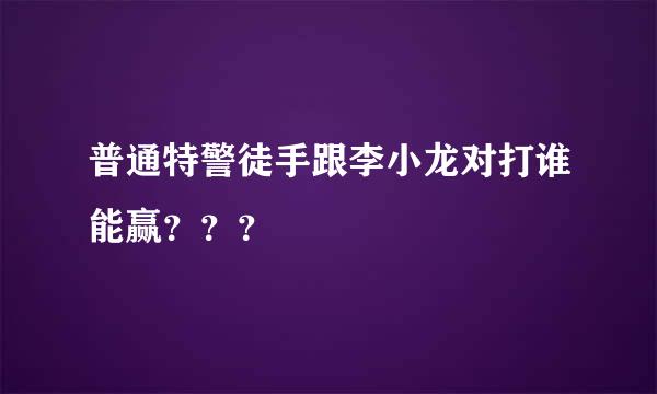 普通特警徒手跟李小龙对打谁能赢？？？