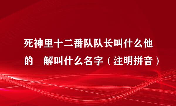 死神里十二番队队长叫什么他的卍解叫什么名字（注明拼音）