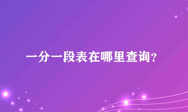 一分一段表在哪里查询？