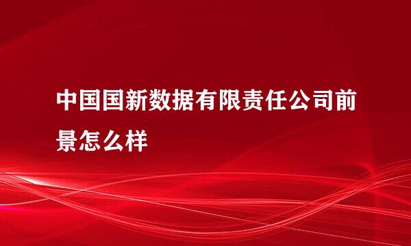 中国国新数据有限责任公司前景怎么样