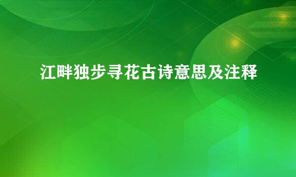 江畔独步寻花古诗意思及注释