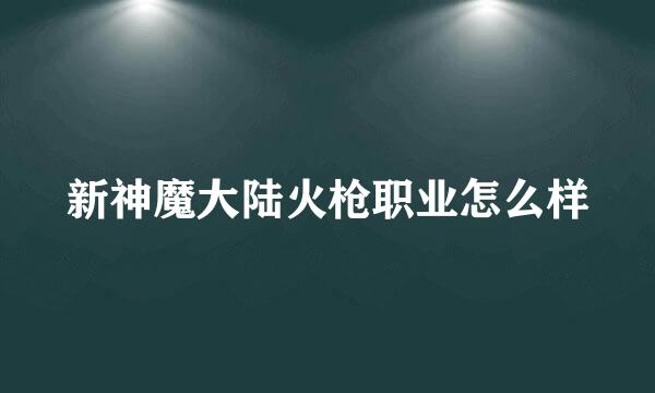 新神魔大陆火枪职业怎么样