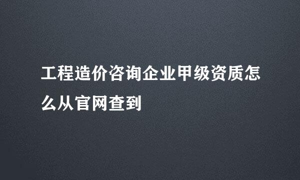 工程造价咨询企业甲级资质怎么从官网查到