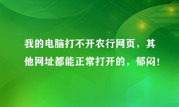 我的电脑打不开农行网页，其他网址都能正常打开的，郁闷！