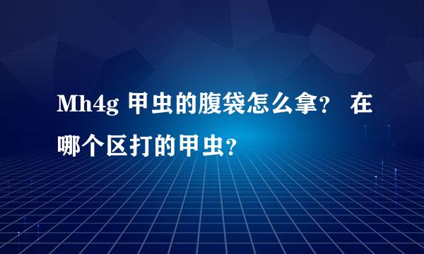 Mh4g 甲虫的腹袋怎么拿？ 在哪个区打的甲虫？