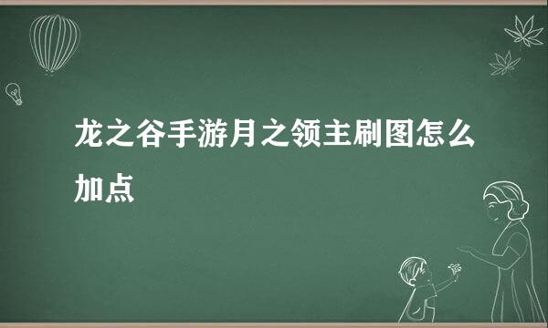 龙之谷手游月之领主刷图怎么加点