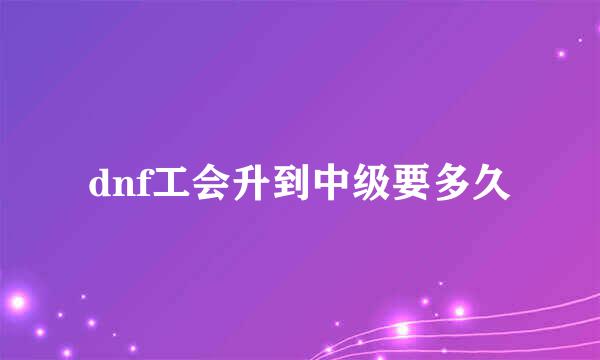 dnf工会升到中级要多久