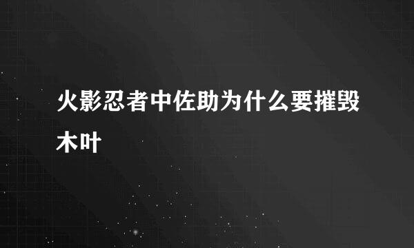 火影忍者中佐助为什么要摧毁木叶