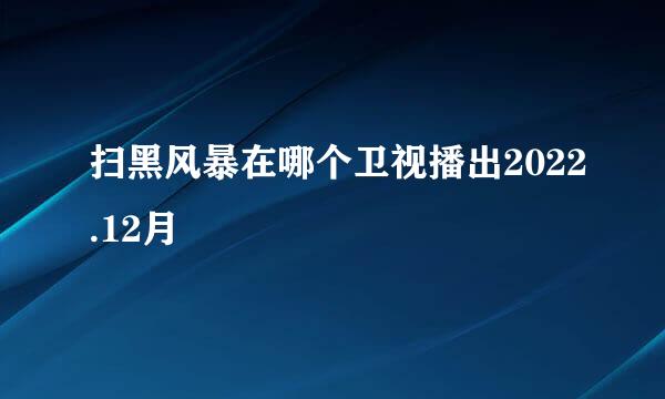 扫黑风暴在哪个卫视播出2022.12月