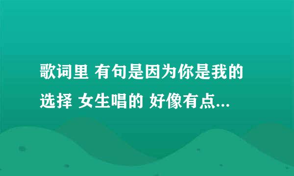 歌词里 有句是因为你是我的选择 女生唱的 好像有点快··是什么歌