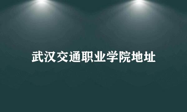 武汉交通职业学院地址