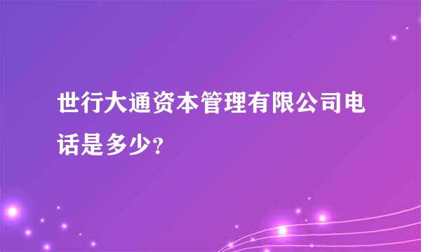 世行大通资本管理有限公司电话是多少？