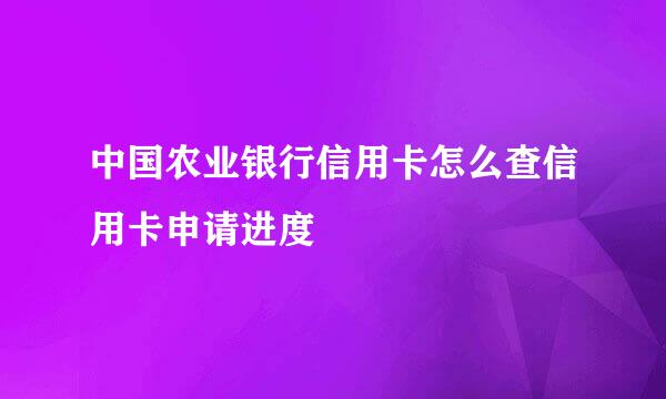 中国农业银行信用卡怎么查信用卡申请进度