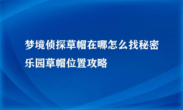 梦境侦探草帽在哪怎么找秘密乐园草帽位置攻略