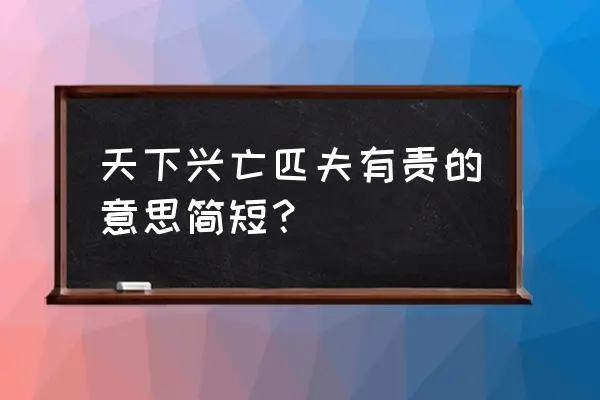 天下兴亡匹夫有责意思