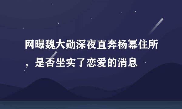 网曝魏大勋深夜直奔杨幂住所，是否坐实了恋爱的消息