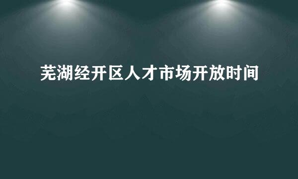 芜湖经开区人才市场开放时间