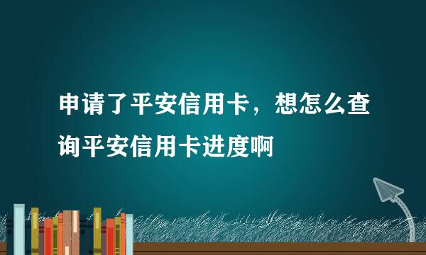 申请了平安信用卡，想怎么查询平安信用卡进度啊