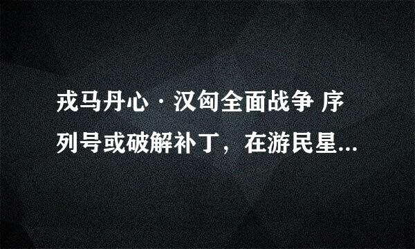 戎马丹心·汉匈全面战争 序列号或破解补丁，在游民星空下的那个444M的，到六级后需要序列号