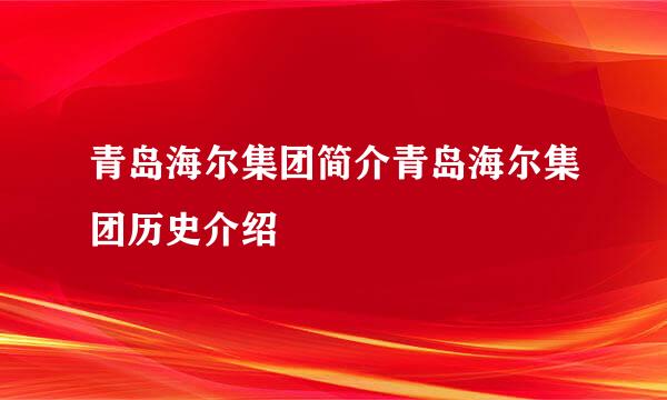 青岛海尔集团简介青岛海尔集团历史介绍