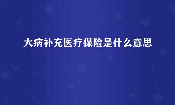 大病补充医疗保险是什么意思