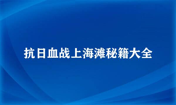 抗日血战上海滩秘籍大全