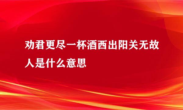 劝君更尽一杯酒西出阳关无故人是什么意思