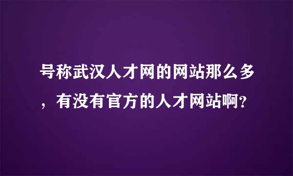 号称武汉人才网的网站那么多，有没有官方的人才网站啊？