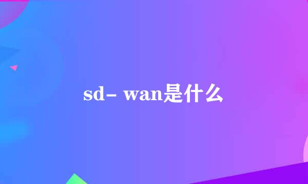 sd- wan是什么
