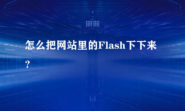 怎么把网站里的Flash下下来？