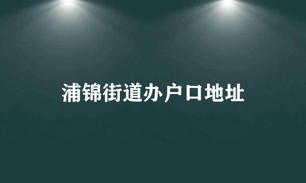 浦锦街道办户口地址