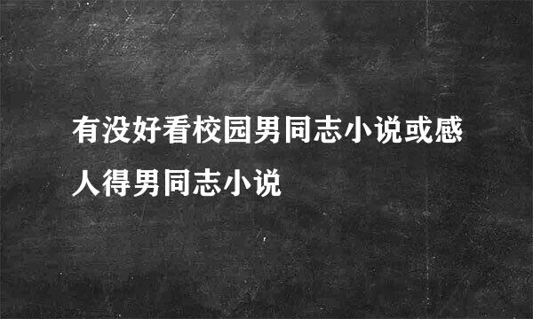 有没好看校园男同志小说或感人得男同志小说