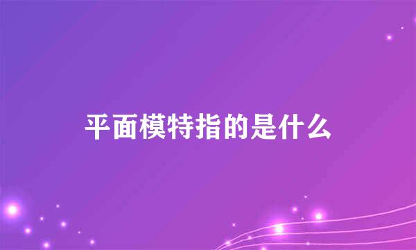 平面模特指的是什么