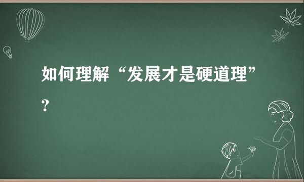 如何理解“发展才是硬道理”？