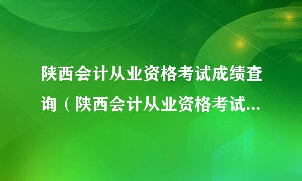 陕西会计从业资格考试成绩查询（陕西会计从业资格考试成绩查询入口）？