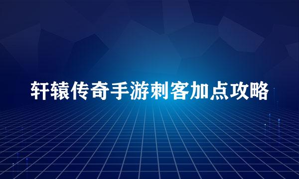 轩辕传奇手游刺客加点攻略