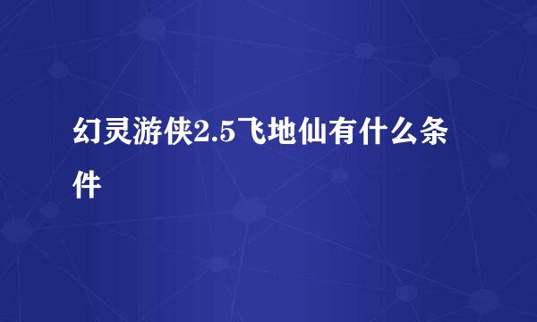 幻灵游侠2.5飞地仙有什么条件