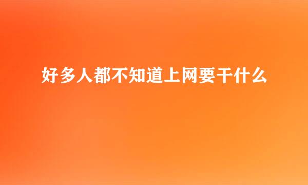 好多人都不知道上网要干什么