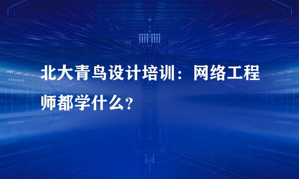 北大青鸟设计培训：网络工程师都学什么？