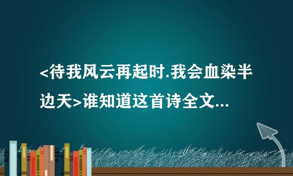 <待我风云再起时.我会血染半边天>谁知道这首诗全文啊，谢了