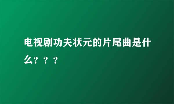 电视剧功夫状元的片尾曲是什么？？？