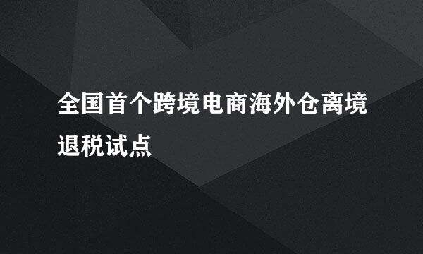 全国首个跨境电商海外仓离境退税试点