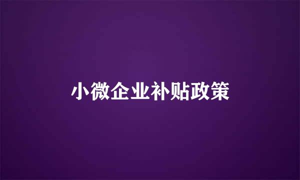 小微企业补贴政策