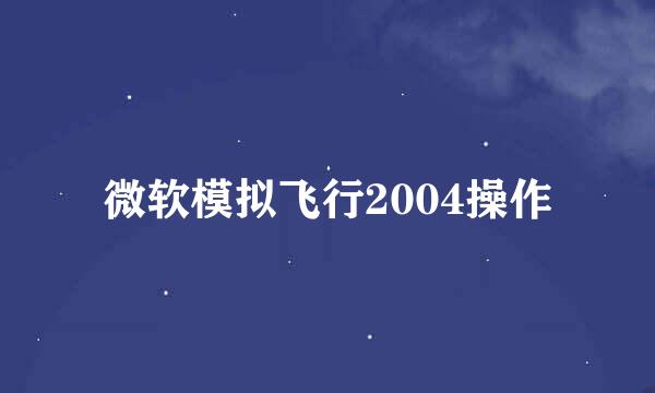 微软模拟飞行2004操作