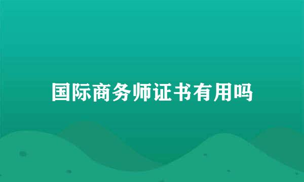 国际商务师证书有用吗