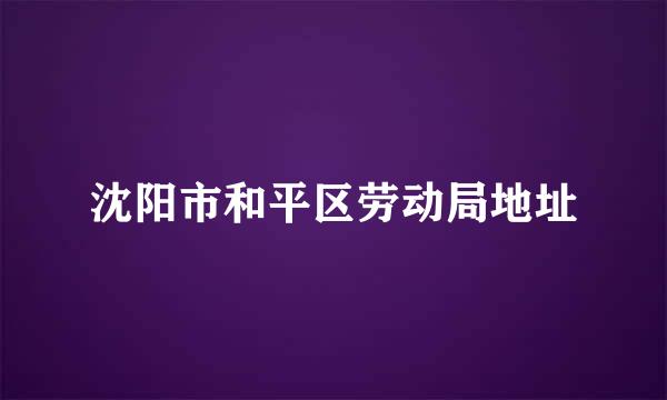 沈阳市和平区劳动局地址