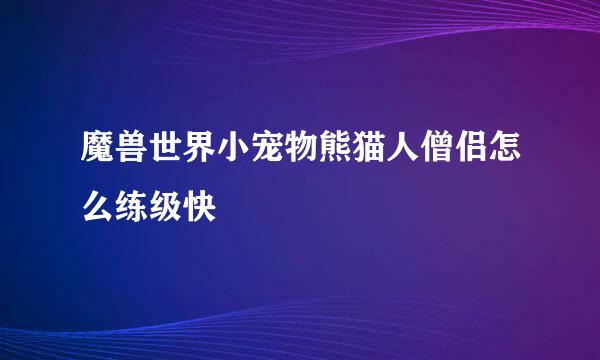 魔兽世界小宠物熊猫人僧侣怎么练级快